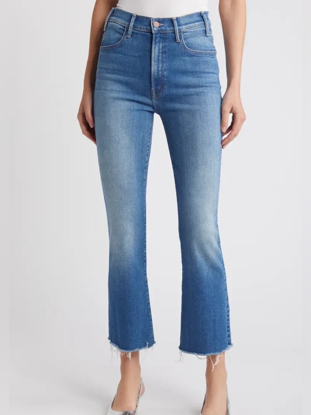 MOTHER DENIM Hustler Frayed Ankle Jeans In Meet Cute